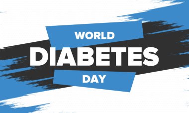 Dünya Diyabet Günü. Kasım 'da farkındalık ayı. Mavi daire sembolü. Tıbbi sağlık ve önleme tasarımı. Poster, kart, afiş ve geçmiş. Vektör illüstrasyonu