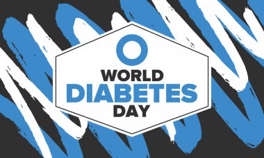 Dünya Diyabet Günü. Kasım 'da farkındalık ayı. Mavi daire sembolü. Tıbbi sağlık ve önleme tasarımı. Poster, kart, afiş ve geçmiş. Vektör illüstrasyonu