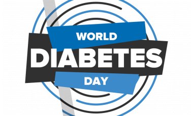 Dünya Diyabet Günü. Kasım 'da farkındalık ayı. Mavi daire sembolü. Tıbbi sağlık ve önleme tasarımı. Poster, kart, afiş ve geçmiş. Vektör illüstrasyonu