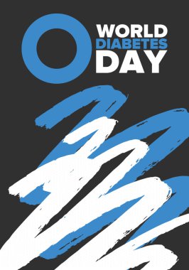 Dünya Diyabet Günü. Kasım 'da farkındalık ayı. Mavi daire sembolü. Tıbbi sağlık ve önleme tasarımı. Poster, kart, afiş ve geçmiş. Vektör illüstrasyonu