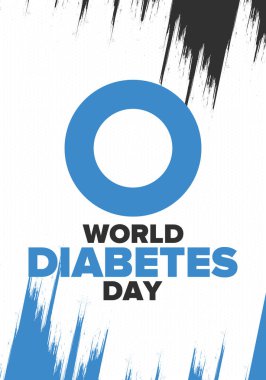 Dünya Diyabet Günü. Kasım 'da farkındalık ayı. Mavi daire sembolü. Tıbbi sağlık ve önleme tasarımı. Poster, kart, afiş ve geçmiş. Vektör illüstrasyonu