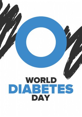 Dünya Diyabet Günü. Kasım 'da farkındalık ayı. Mavi daire sembolü. Tıbbi sağlık ve önleme tasarımı. Poster, kart, afiş ve geçmiş. Vektör illüstrasyonu