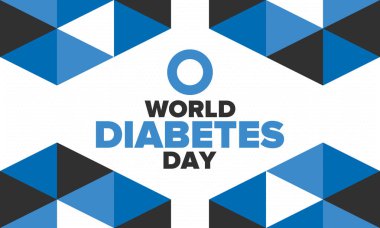 Dünya Diyabet Günü. Kasım 'da farkındalık ayı. Mavi daire sembolü. Tıbbi sağlık ve önleme tasarımı. Poster, kart, afiş ve geçmiş. Vektör illüstrasyonu