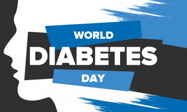 Dünya Diyabet Günü. Kasım 'da farkındalık ayı. Mavi daire sembolü. Tıbbi sağlık ve önleme tasarımı. Poster, kart, afiş ve geçmiş. Vektör illüstrasyonu