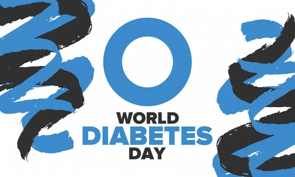 Dia Mundial Diabetes Mês Conscientização Novembro Símbolo Círculo Azul Cuidados —  Vetores de Stock