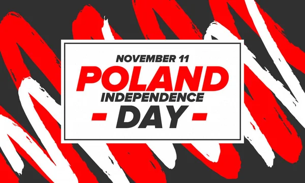 ポーランド独立記念日 国民の幸せな休日は 11月11日に毎年祝われます ポーランド国旗 愛国的要素だ ポスター カード バナー ベクターイラスト — ストックベクタ