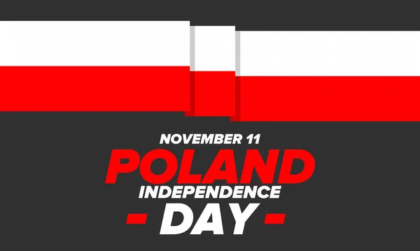 ポーランド独立記念日 国民の幸せな休日は 11月11日に毎年祝われます ポーランド国旗 愛国的要素だ ポスター カード バナー ベクターイラスト — ストックベクタ