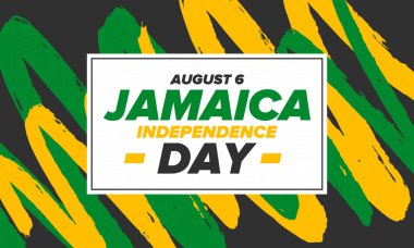 Jamaica Independence Day. Independence of Jamaica. Holiday, celebrated annual in August 6. Jamaica flag. Patriotic element. Poster, greeting card, banner and background. Vector illustration clipart