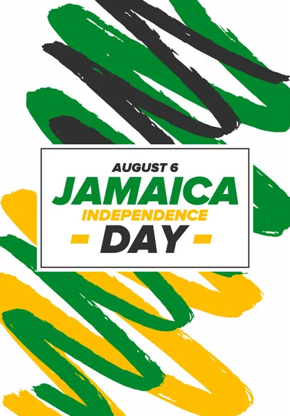 ジャマイカ独立記念日 ジャマイカ独立 毎年8月6日に祝われます ジャマイカの旗 愛国的要素だ ポスター グリーティングカード バナーと背景 ベクターイラスト — ストックベクタ