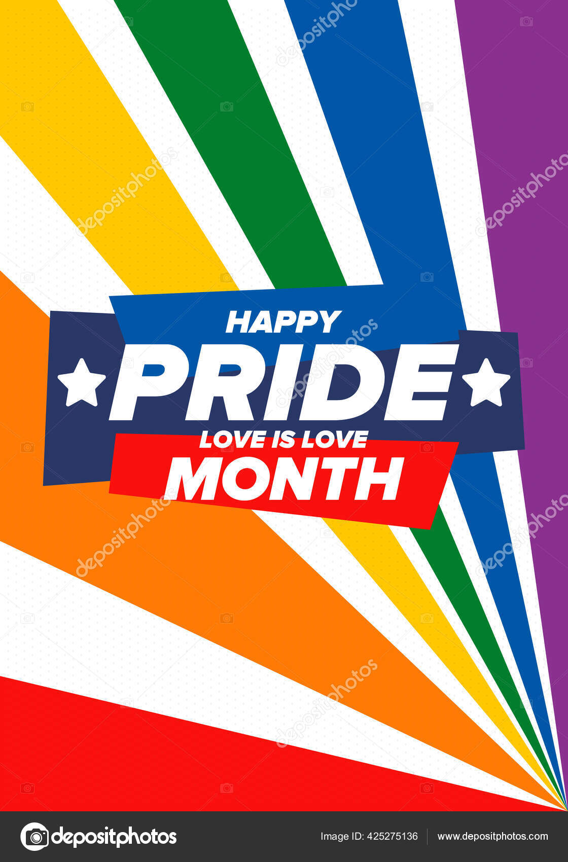 Mês do orgulho lgbt em junho bandeira lgbt bandeira do arco-íris conceito  de amor ilustração vetorial pôster