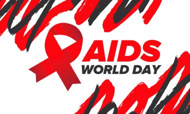 Dünya Yardım Günü. Kırmızı kurdele sembolü. Farkındalık ve önleme HIV 'i. Tıbbi sağlık hizmeti konsepti. İnsani destek ve koruma. 1 Aralık 'ta yıllık kutlama. Poster, afiş ve arkaplan. Vektör
