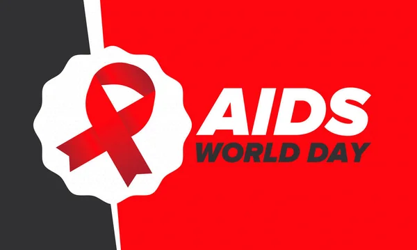 Día Mundial Del Sida Símbolo Cinta Roja Sensibilización Prevención Hiv — Archivo Imágenes Vectoriales