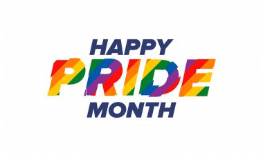 Haziran ayında LGBT Gurur Ayı. Lezbiyen Gey Biseksüel Transseksüel. Yıllık kutlama. LGBT bayrağı. Gökkuşağı aşk konsepti. İnsan hakları ve hoşgörü. Poster, kart, afiş ve geçmiş. Vektör illüstrasyonu