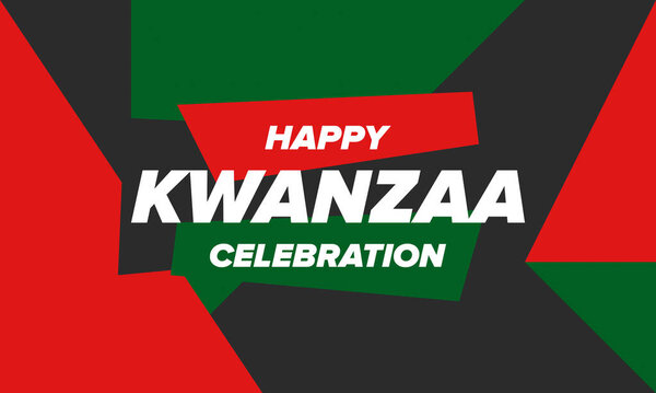 Kwanzaa Happy Celebration. African and African-American culture holiday. Seven days festival, celebrate annual from December 26 to January 1. Black history. Poster, card, banner and background. Vector