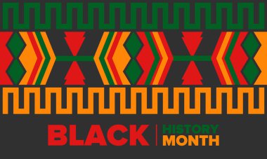 Siyahların Tarihi Ayı. Afrikalı Amerikan Tarihi. Yıllık kutlama. Şubat 'ta Amerika ve Kanada' da. Ekim ayında İngiltere 'de. Poster, kart, afiş, geçmiş. Vektör illüstrasyonu