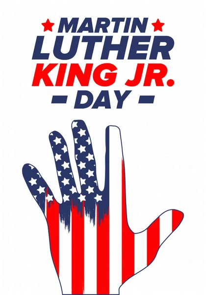 マーティン ルーサー キング ジュニア 連邦休日の1月に米国で毎年祝われます アフリカ系アメリカ人の戦闘機 愛国的なアメリカの要素 ポスター カード バナー — ストックベクタ