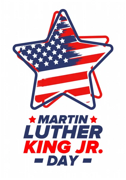 小马丁 每年1月在美国庆祝 联邦假日 非裔美国人权利斗士 爱国的美国人海报 — 图库矢量图片