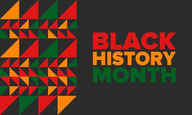 Siyahların Tarihi Ayı. Afrikalı Amerikan Tarihi. Yıllık kutlama. Şubat 'ta Amerika ve Kanada' da. Ekim ayında İngiltere 'de. Poster, kart, afiş, geçmiş. Vektör illüstrasyonu