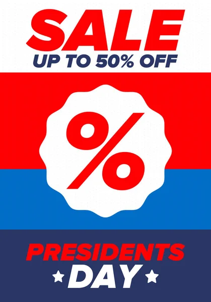 大統領の日のための販売の旗 特別オファーテンプレート アメリカ合衆国でのホリデーショッピング スーパーシーズン契約 オフだ 割引バッジ クリエイティブ広告愛国的なアメリカのポスター — ストックベクタ