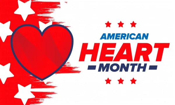 American Heart Month Verenigde Staten Vier Jaarlijks Februari Landelijk Probleem — Stockvector