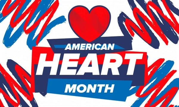 American Heart Month Verenigde Staten Vier Jaarlijks Februari Landelijk Probleem — Stockvector