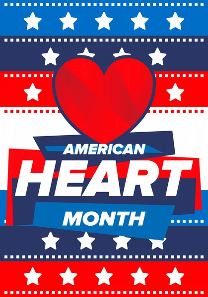 American Heart Month Verenigde Staten Vier Jaarlijks Februari Landelijk Probleem — Stockvector