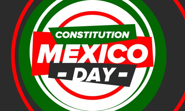 Dzień Konstytucji Meksyku Święto Narodowe Obchodzone Corocznie Lutym Meksykański Wzór — Wektor stockowy