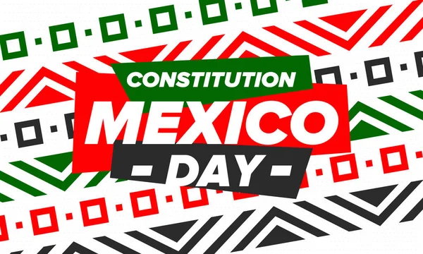 Dia Constituição México Feriado Feliz Nacional Comemorado Anualmente Fevereiro Padrão — Vetor de Stock