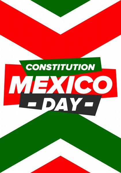Meksika Anayasa Günü Ulusal Mutlu Bayramlar Şubat Ayında Kutlanan Yıllık — Stok Vektör