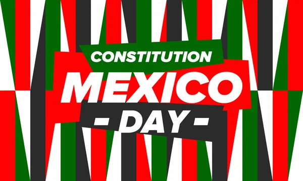 Meksika Anayasa Günü Ulusal Mutlu Bayramlar Şubat Ayında Kutlanan Yıllık — Stok Vektör