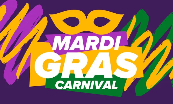 Karnawał Mardi Gras Nowym Orleanie Tłusty Wtorek Tradycyjne Święto Coroczne — Wektor stockowy