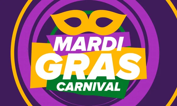 Mardi Gras Karneval New Orleans Fet Tisdag Traditionell Semester Firande — Stock vektor