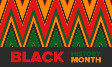 Siyahların Tarihi Ayı. Afrikalı Amerikan Tarihi. Yıllık kutlama. Şubat 'ta Amerika ve Kanada' da. Ekim ayında İngiltere 'de. Poster, kart, afiş, geçmiş. Vektör illüstrasyonu