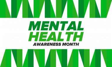 Mayıs 'ta Akıl Sağlığı Bilinci Ayı. Birleşik Devletler 'de yıllık kampanya. Akıl sağlığıyla ilgili farkındalığı arttırıyorum. Kontrol ve koruma. Önleme kampanyası. Tıbbi sağlık hizmeti tasarımı. Vektör illüstrasyonu