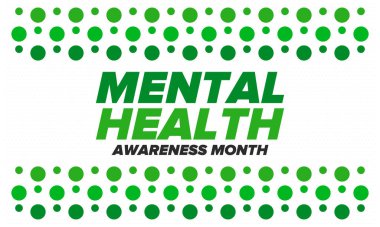 Mayıs 'ta Akıl Sağlığı Bilinci Ayı. Birleşik Devletler 'de yıllık kampanya. Akıl sağlığıyla ilgili farkındalığı arttırıyorum. Kontrol ve koruma. Önleme kampanyası. Tıbbi sağlık hizmeti tasarımı. Vektör illüstrasyonu