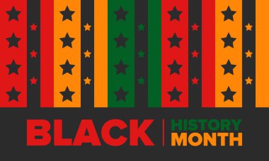 Siyahların Tarihi Ayı. Afrikalı Amerikan Tarihi. Yıllık kutlama. Şubat 'ta Amerika ve Kanada' da. Ekim ayında İngiltere 'de. Poster, kart, afiş, geçmiş. Vektör illüstrasyonu