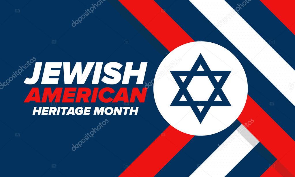 Jewish American Heritage Month. Celebrated annual in May. Jewish American contribution to the history United States. Star of David. Israel symbol. Poster, card, banner and background. Vector