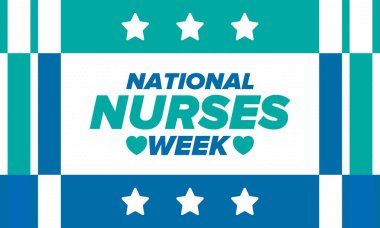 Ulusal Hemşireler Haftası. Teşekkürler hemşireler. Tıbbi ve sağlık hizmetleri konsepti. Virüslere ve hastalıklara karşı savaşanlar. Doktorların şerefine. Amerika 'da yıllık kutlama. Vektör illüstrasyon posteri