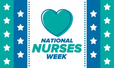 Ulusal Hemşireler Haftası. Teşekkürler hemşireler. Tıbbi ve sağlık hizmetleri konsepti. Virüslere ve hastalıklara karşı savaşanlar. Doktorların şerefine. Amerika 'da yıllık kutlama. Vektör illüstrasyon posteri