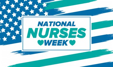 Ulusal Hemşireler Haftası. Teşekkürler hemşireler. Tıbbi ve sağlık hizmetleri konsepti. Virüslere ve hastalıklara karşı savaşanlar. Doktorların şerefine. Amerika 'da yıllık kutlama. Vektör illüstrasyon posteri