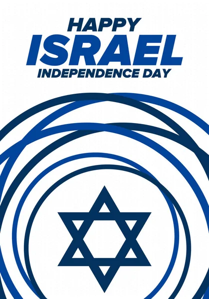 Día Independencia Israel Fiesta Nacional Celebrada Anualmente Bandera Israel Estrella — Archivo Imágenes Vectoriales