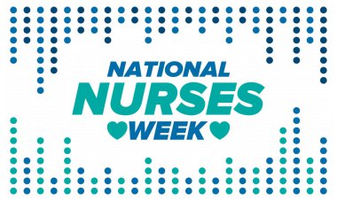 Ulusal Hemşireler Haftası. Teşekkürler hemşireler. Tıbbi ve sağlık hizmetleri konsepti. Virüslere ve hastalıklara karşı savaşanlar. Doktorların şerefine. Amerika 'da yıllık kutlama. Vektör illüstrasyon posteri