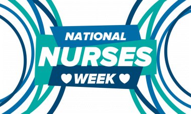 Ulusal Hemşireler Haftası. Teşekkürler hemşireler. Tıbbi ve sağlık hizmetleri konsepti. Virüslere ve hastalıklara karşı savaşanlar. Doktorların şerefine. Amerika 'da yıllık kutlama. Vektör illüstrasyon posteri