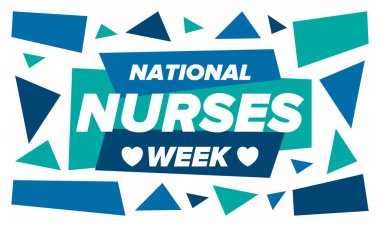 Ulusal Hemşireler Haftası. Teşekkürler hemşireler. Tıbbi ve sağlık hizmetleri konsepti. Virüslere ve hastalıklara karşı savaşanlar. Doktorların şerefine. Amerika 'da yıllık kutlama. Vektör illüstrasyon posteri