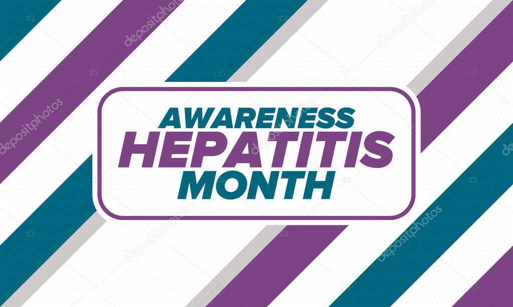 Hepatitis Awareness Month in May. Annual campaign in United States. Viral infection, liver problem. Hepatitis testing day. Control and protection. Prevention campaign. Medical healthcare vector design