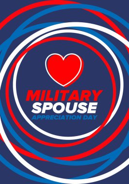 Askeri Eş Takdir Günü. Amerika 'da kutlandı. Silahlı Kuvvetler 'in eşlerinin Ulusal Bayram' da bağış, destek ve fedakarlıklarının tanınması. Poster, kart, pankart. Vektör