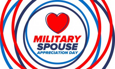 Askeri Eş Takdir Günü. Amerika 'da kutlandı. Silahlı Kuvvetler 'in eşlerinin Ulusal Bayram' da bağış, destek ve fedakarlıklarının tanınması. Poster, kart, pankart. Vektör