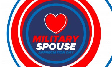 Askeri Eş Takdir Günü. Amerika 'da kutlandı. Silahlı Kuvvetler 'in eşlerinin Ulusal Bayram' da bağış, destek ve fedakarlıklarının tanınması. Poster, kart, pankart. Vektör