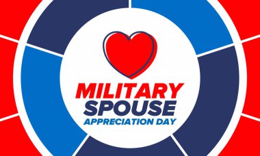 Askeri Eş Takdir Günü. Amerika 'da kutlandı. Silahlı Kuvvetler 'in eşlerinin Ulusal Bayram' da bağış, destek ve fedakarlıklarının tanınması. Poster, kart, pankart. Vektör