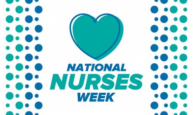 Ulusal Hemşireler Haftası. Teşekkürler hemşireler. Tıbbi ve sağlık hizmetleri konsepti. Virüslere ve hastalıklara karşı savaşanlar. Doktorların şerefine. Amerika 'da yıllık kutlama. Vektör illüstrasyon posteri